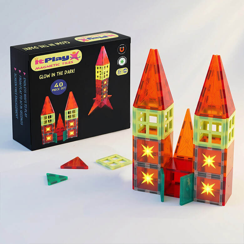 glow magnetic tiles 40 pcs set