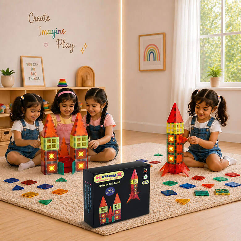 Magnetic glow tiles 40 pcs set