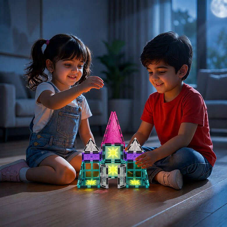 glow magnetic tiles set 44 pcs