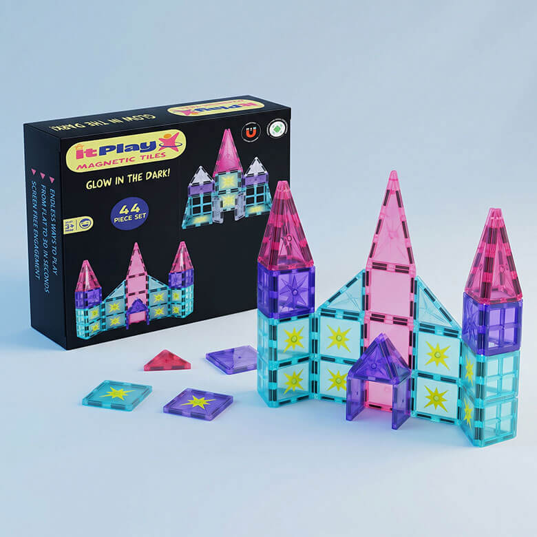 itplay glow magnetic tiles set 44 pcs