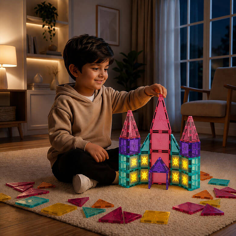 itplay glow magnetic tiles set 44 pcs