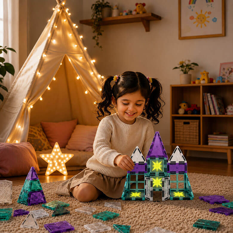 itplay glow magnetic tiles set