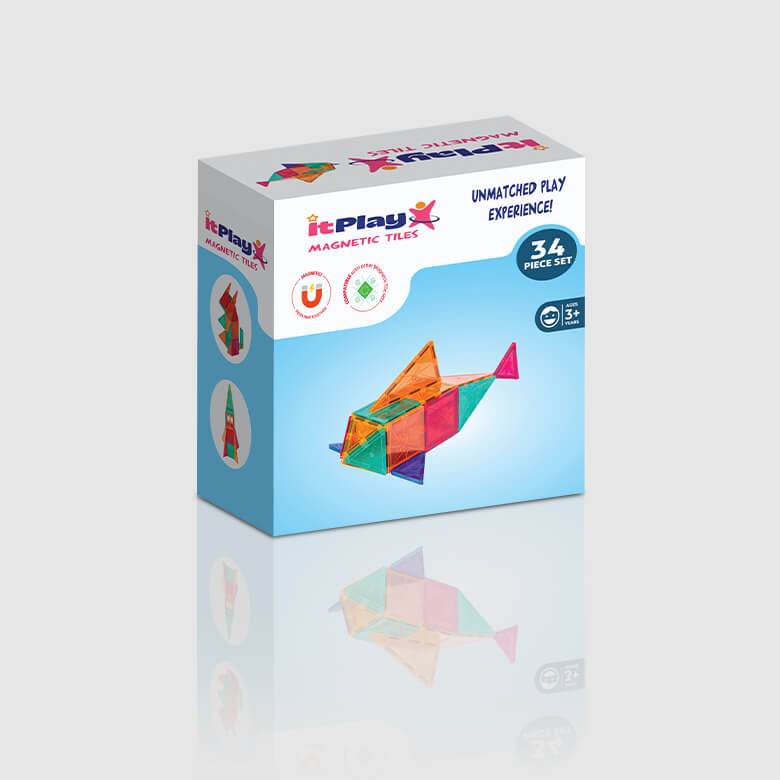 magnetic tiles 34 pcs set itplay toys
