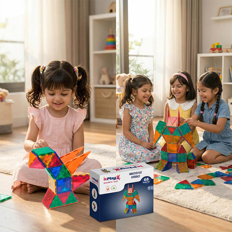 itplay magnetic tiles 68 pcs set