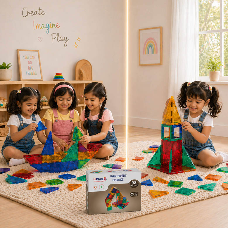 itplay magnetic tiles set 98 pcs